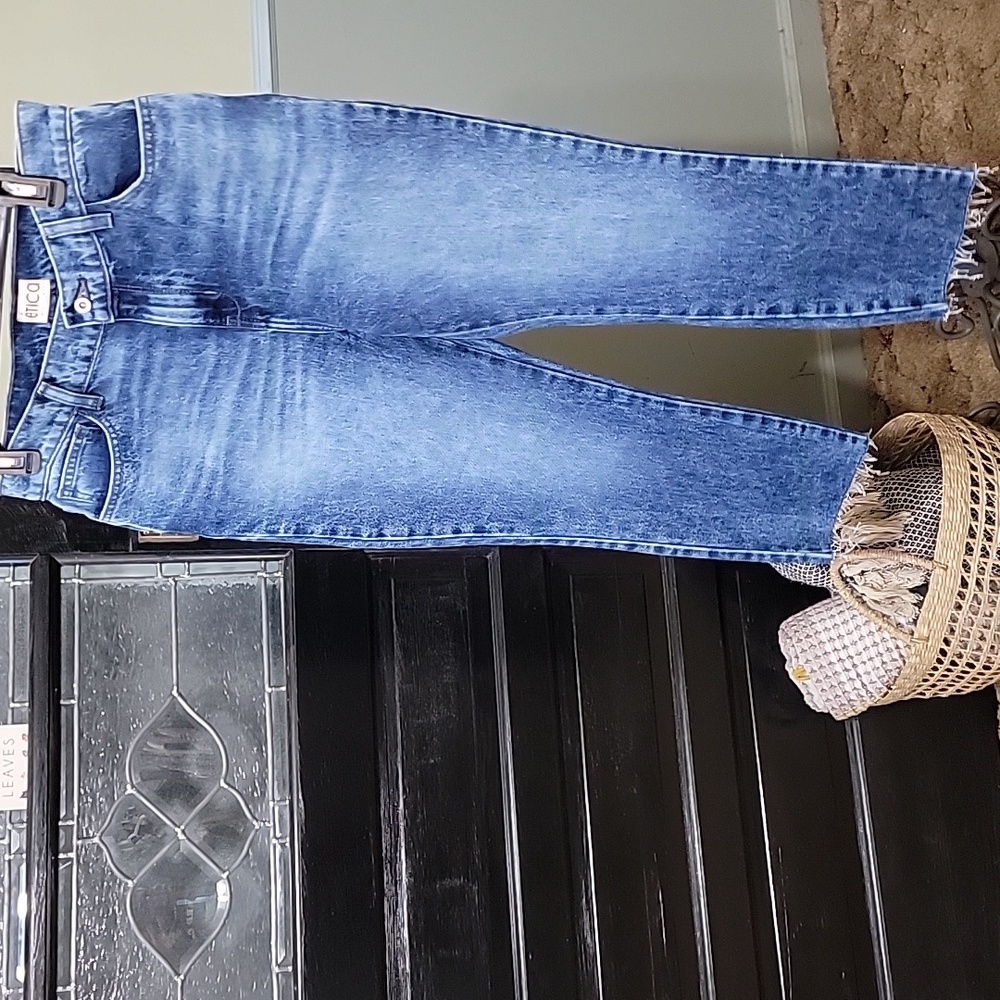 #32 NWT Etica Indigo Straight Leg Jeans Crop Raw Hem Women Size 5